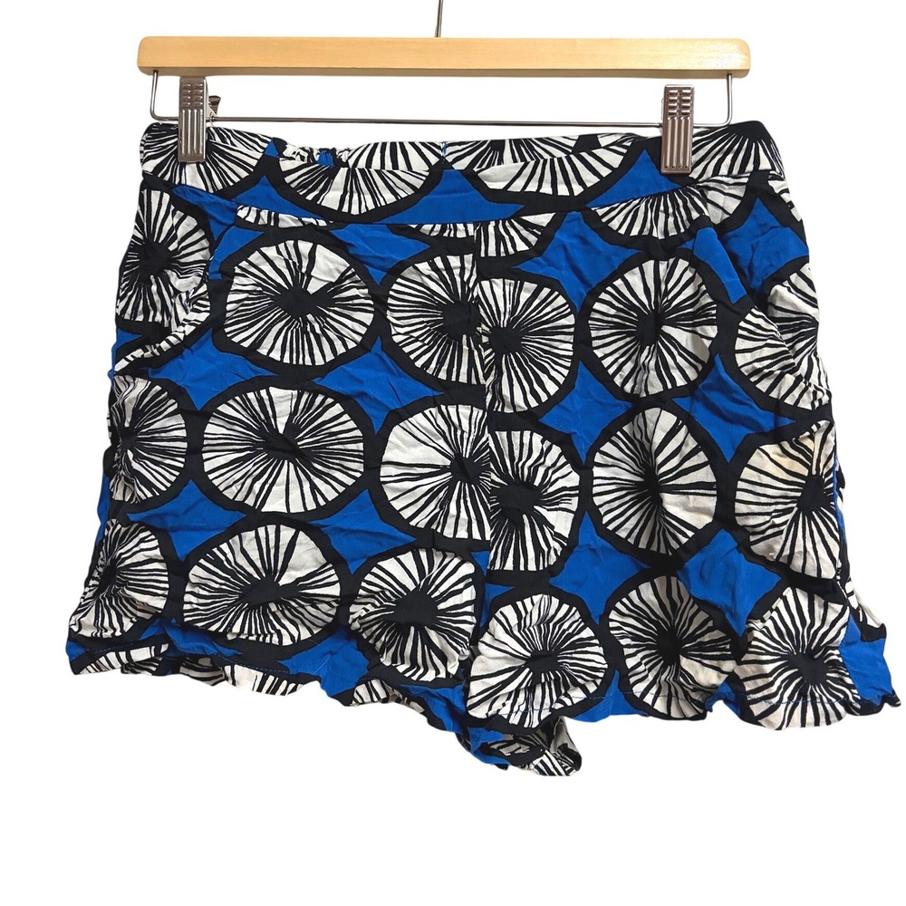Marimekko for‎ Target Kukkatori Floral Blue Rayon Shorts Geometric Print Size M